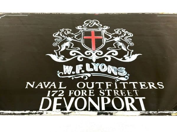 Antique Advertising - W F Lyons Naval Outfitters Salvaged Glass Window Devonport